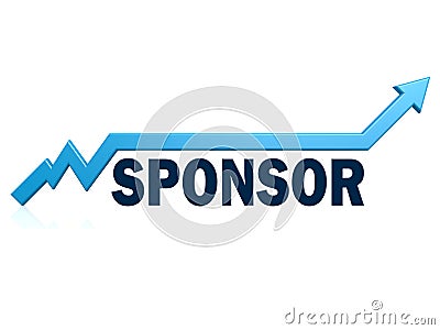 Sponsor word with blue grow arrow Stock Photo