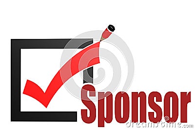 Sponsor word with check mark and pencil Stock Photo