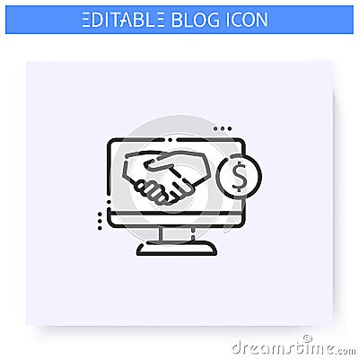 Sponsored blog line icon. Editable illustration Vector Illustration