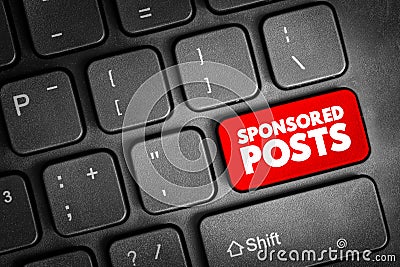 Sponsored Posts - post to any community-driven notification-oriented website, text concept button on keyboard Stock Photo