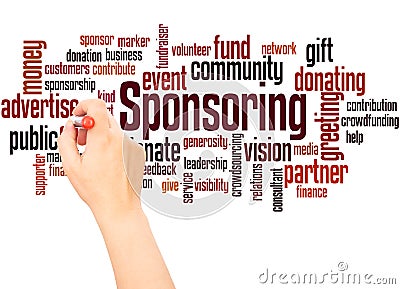 Sponsoring word cloud hand writing concept Stock Photo