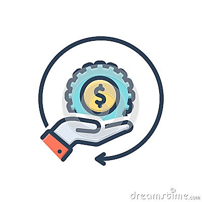 Color illustration icon for Sponsorship, charity and dollar Vector Illustration