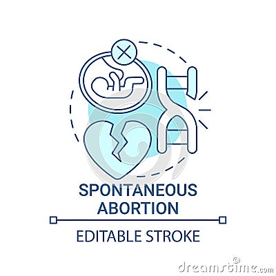 Spontaneous abortion blue concept icon Vector Illustration