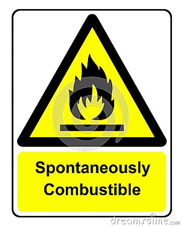 Spontaneously Combustible warning sign Stock Photo