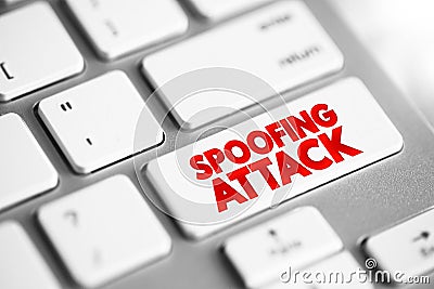 Spoofing Attack text quote button on keyboard, concept background Stock Photo