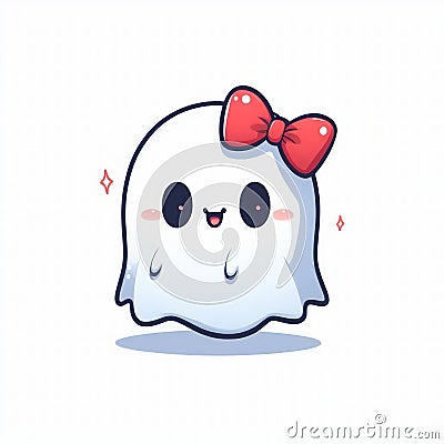 Cute Ghost Halloween isolated on white background, Clipart Sticker illustration Design 9 Stock Photo