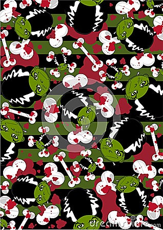 Spooky Bride of Frankenstein Pattern Vector Illustration