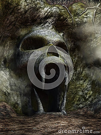 Spooky cave entrance Stock Photo