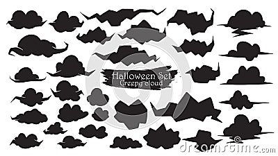 Spooky cloud silhouette collection of Halloween vector isolated Vector Illustration