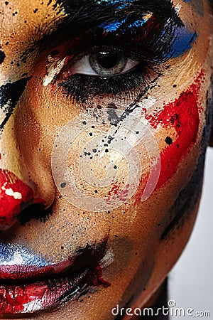 Spooky Clown Halloween creative Make-up Stock Photo