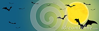 halloween bats in front of full moon Vector Illustration