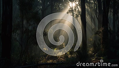 Spooky forest silhouette, mystery in the dark autumn landscape generated by AI Stock Photo