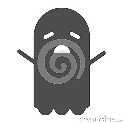 Spooky ghost solid icon. Halloween ghost vector illustration isolated on white. Phantom glyph style design, designed for Vector Illustration