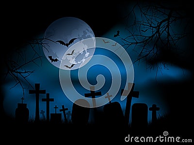 Spooky graveyard Vector Illustration