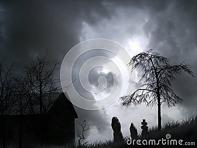 Spooky graveyard graphic Stock Photo