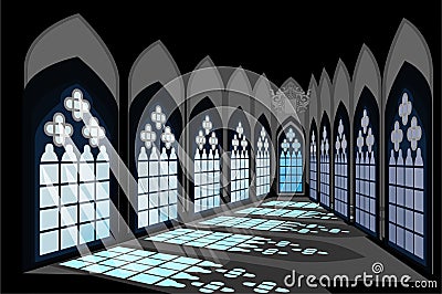 Spooky Graveyard Halloween Scary Old Castle Night Vector Illustration