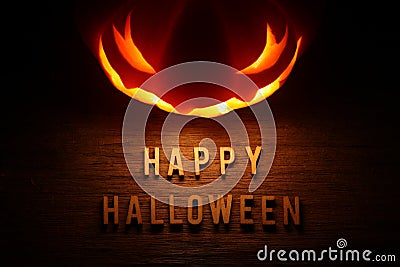 Spooky Halloween background with jack o lantern Stock Photo