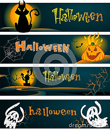 Spooky Halloween banners Vector Illustration