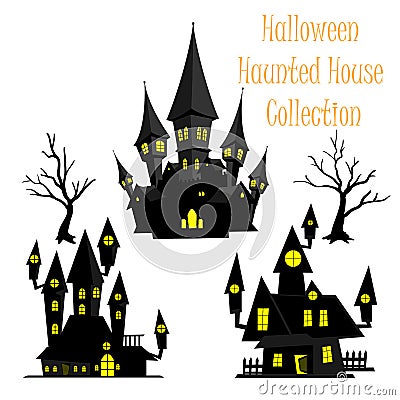 Spooky Halloween haunted house collection Vector Illustration