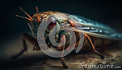 Spooky housefly unhygienic portrait in extreme generated by AI Stock Photo