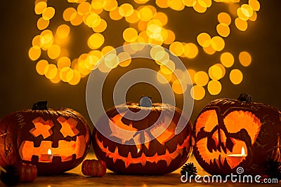 Spooky jack-o'-lanterns Stock Photo