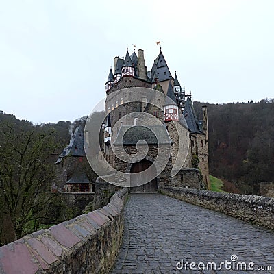 Spooky Medieval Burg Eltz Castle Editorial Stock Photo