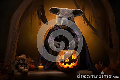 Spooky portrait of a koala in a Halloween setup in studio, dramatic lighting. Created with generative AI Stock Photo