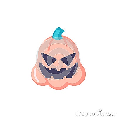 Spooky pumpkin emoji flat icon Vector Illustration