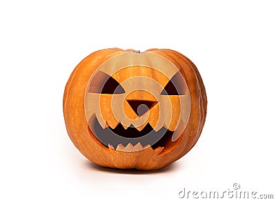 Spooky pumpkin with white backround ready for Halloween Stock Photo