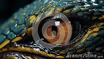 A spooky reptile portrait, a dangerous dragon looking at camera generated by AI Stock Photo