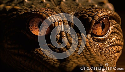 Spooky reptile staring with abstract patterned skin in tropical climate generated by AI Stock Photo