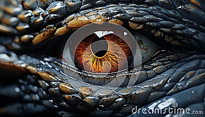 Spooky reptile staring, dark eyesight, danger in nature selective focus generated by AI Stock Photo