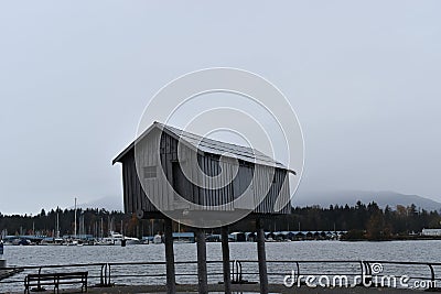 A house on four pillars facing the ocean Stock Photo