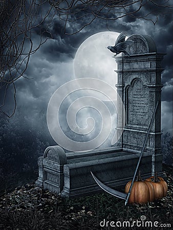 Spooky tombstone Stock Photo