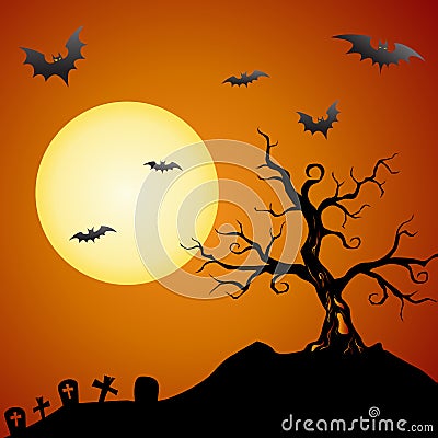 Spooky Tree Background Vector Illustration