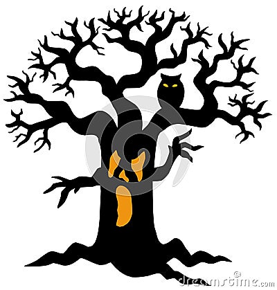 Spooky tree silhouette Vector Illustration