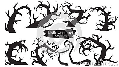 Spooky trees silhouette collection of Halloween vector isolated Vector Illustration