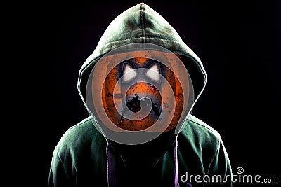 Zombie Halloween Pumpkin in Hoodie Stock Photo