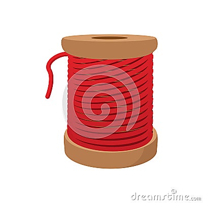 Spool of red thread for sewing cartoon icon Stock Photo