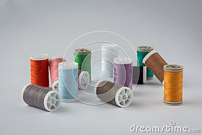 Spool of ropes scattered on white background. Messy spool ropes. Object background Stock Photo
