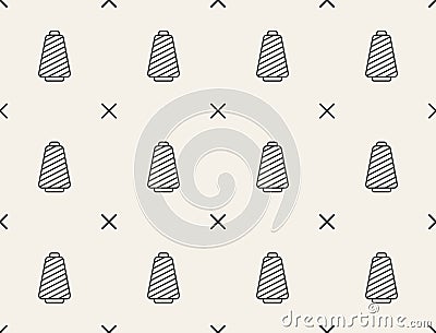 Spools with thread seamless pattern. Vector Illustration