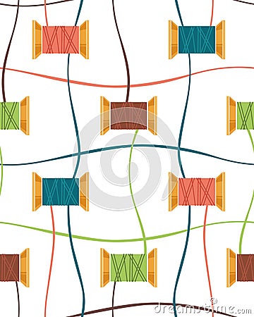 Spools of thread seamless pattern Vector Illustration