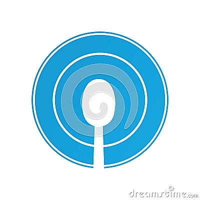 Spoon on circle plate Vector Icon. Vector Illustration