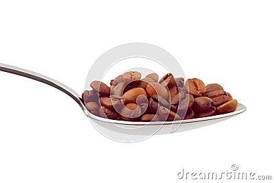 Spoon with coffee seed Stock Photo