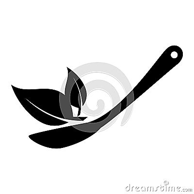 spoon cutlery with leafs isolated icon Cartoon Illustration