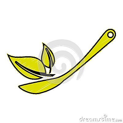 spoon cutlery with leafs isolated icon Cartoon Illustration