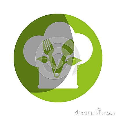 spoon cutlery with leafs isolated icon Cartoon Illustration