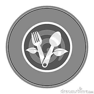 spoon cutlery with leafs isolated icon Cartoon Illustration