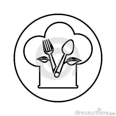 spoon cutlery with leafs isolated icon Cartoon Illustration