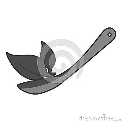 spoon cutlery with leafs isolated icon Cartoon Illustration